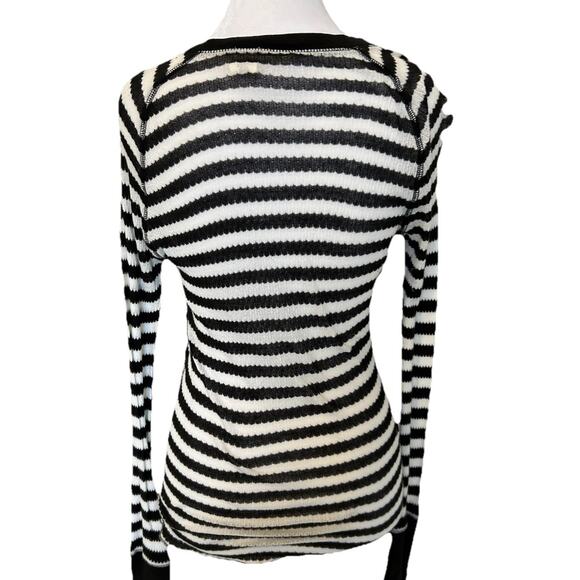 90s VTG ROXY Striped Shirt Black Sheer Thumbs 90s Sheer Goth Surfer Girl Med - Picture 4 of 11